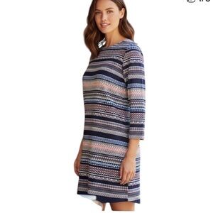 J. Crew Geometric Patterned Dress - Navy, pink, White